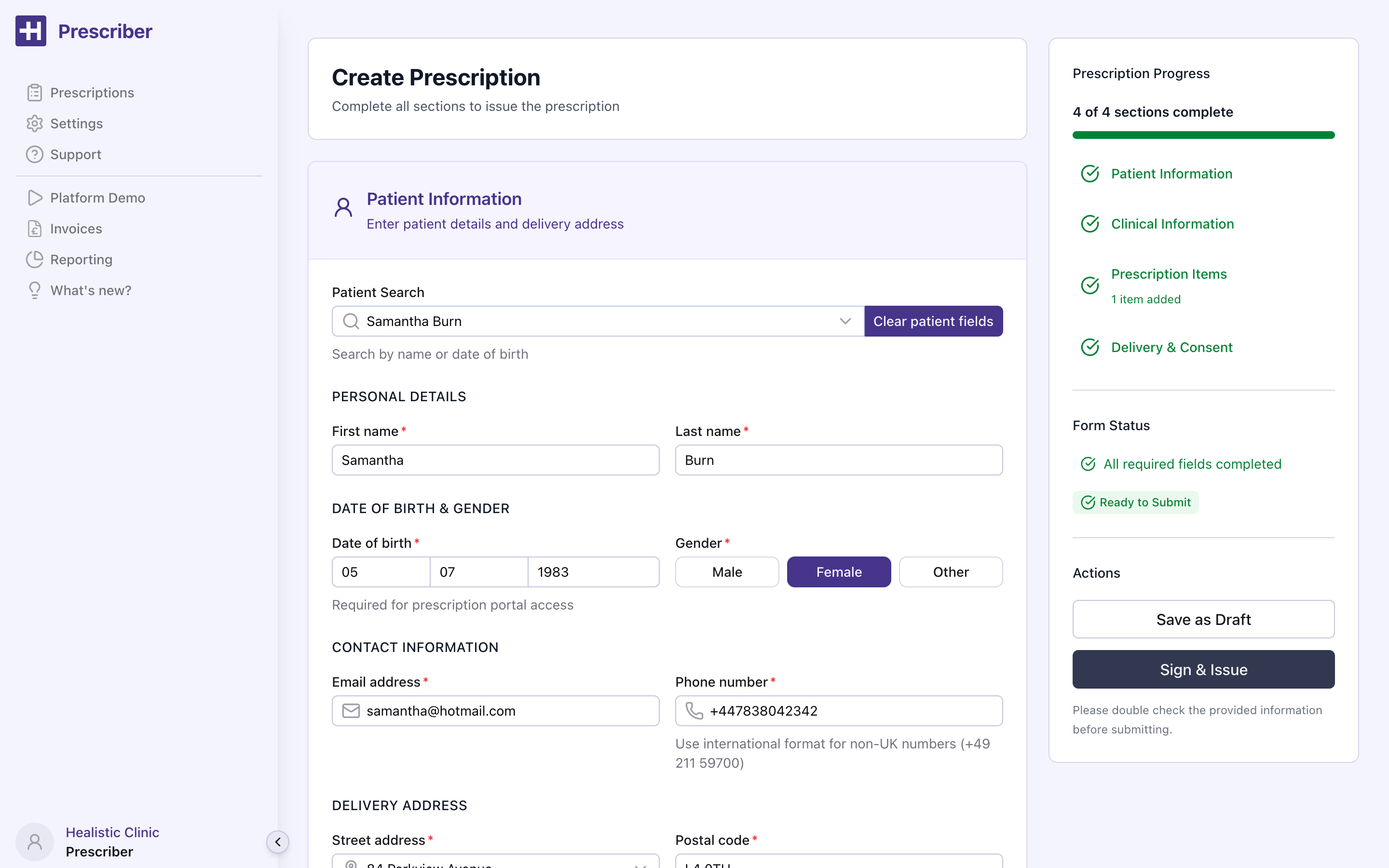 Healistic platform screenshot